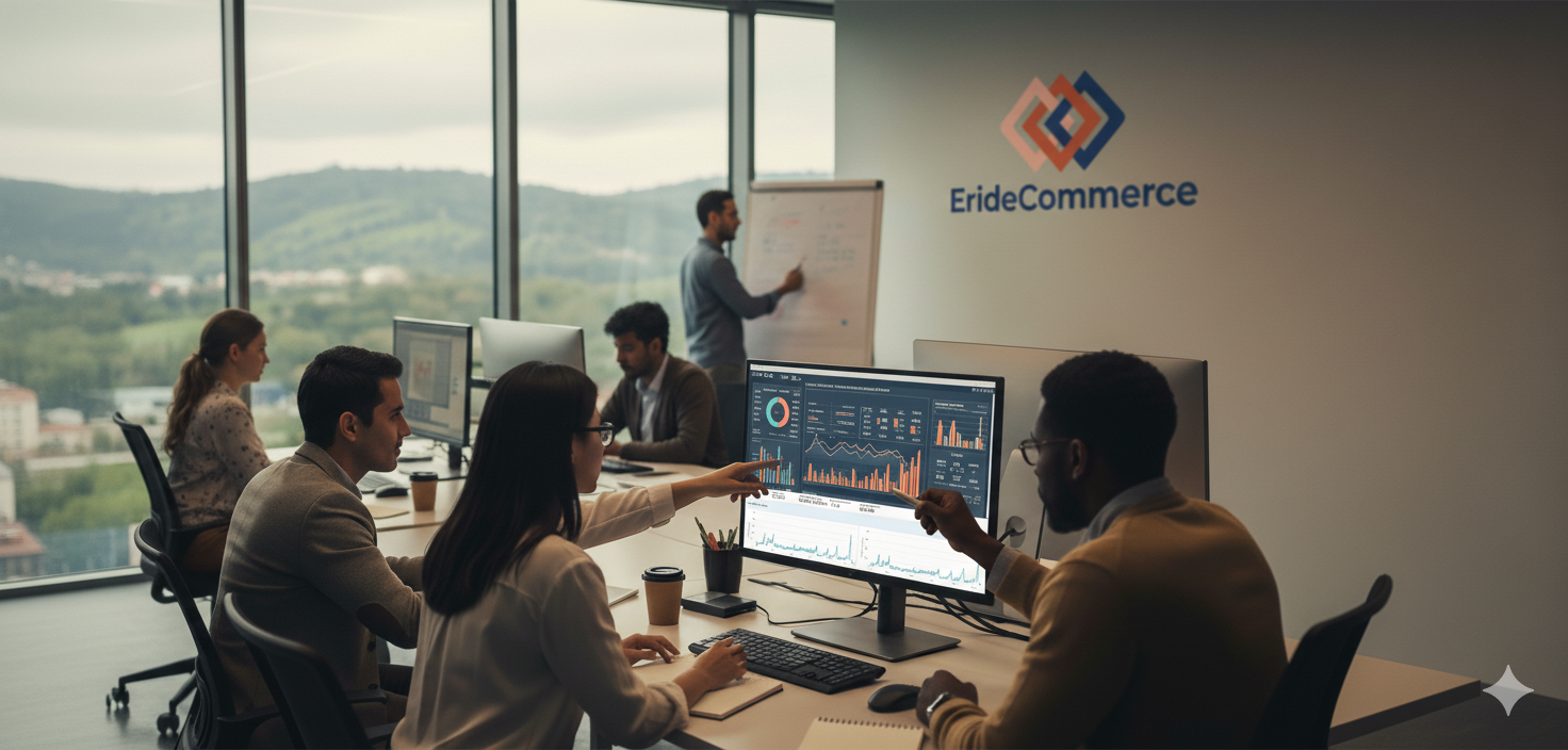 ErideCommerce Amazon strategy team reviewing growth dashboards